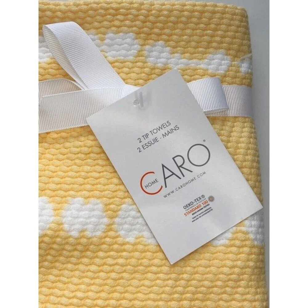 Caro Home Yellow Fingertip Towels Summer Bathroom Easter Spring Set of 2